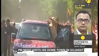 Indian PM Narendra Modi lands in Vadnagar, Gujarat