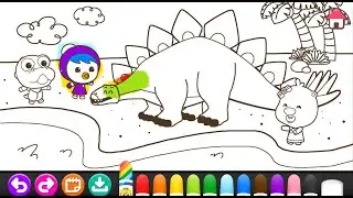 25 Mewarnai Pororo Dan  Dinosaurus | Pororo Dinosaur Coloring Painting Drawing Art