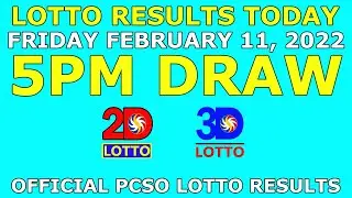 5pm Lotto Result February 11 2022 (Friday) PCSO Today