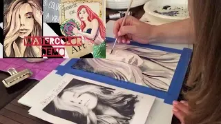 Demo: Daniel Smith's Sodalite Genuine and Moonglow Watercolors with A Sktchy Inspired Portrait