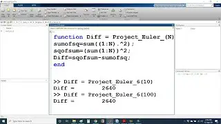 Project Euler in MATLAB Problem 6: Sum square difference of the first one hundred natural numbers