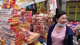 Buying Tet Fireworks and ChinaTown 4K Saigon Vietnam 🇻🇳