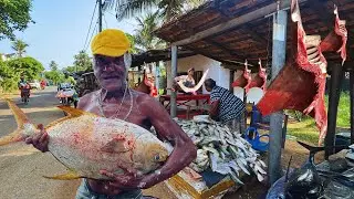 Peaceful Village Life | Hardworking Old Man&rsquo;s Natural Fish Cutting Skill