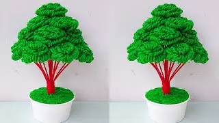 ऊन से गुलदस्ता बनाने का आसान तरीका/DIY Easy Woolen Guldasta Craft/Woolen Tree Craft idea/Wool making