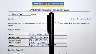 Indian Bank Debit Card Application Form Fill Up 2024 | Indian Bank New Debit Card Form | Indian Bank