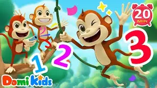 Count with Cheeky Monkeys 🐒 | Number Songs 1 to 10 | Nursery Rhymes | Domi Kids Animal Party