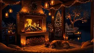 Dreamy Winter Porch Ambience (12 HOURS) 🔥 Cozy Fire Sounds for Deep Sleep & Relaxation
