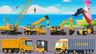 HEAVY EQUIPMENT WORKING IN HARBOUR | Reach Stacker, Forklift, Dump Truck, Excavator, Container Truck