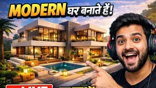 Minecraft Mein Modern House Banayenge 🏡 | LIVE Build 🔥 | Hindi Gameplay