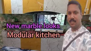 New marble looks modular kitchen   ।।   UPVC kitchen design   ।।  Modular kitchen