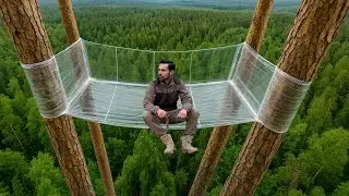 🌴Я соорудил убежище на верхушках деревьев из полиэтиленовой пленки и провел ночь в одиночестве |ASMR