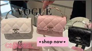 Shopping at chanel new collection SS22 so cute mini bag pink white black fall in love of these