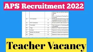 APS Recruitment 2022 | Army Public School Vacancy | APS Vacancy July 2022