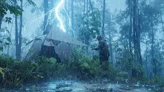 Crazy thunderstorm ‼️⛈️ Camping in heavy rain with a new tent