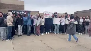 North High School students chanting 'No more ICE' during walkout on Jan. 20