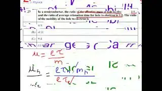 GATE 2021 Physics Solutions | P33 | Ratio of Mobilities of Charge Carriers