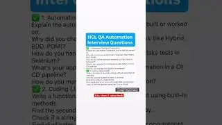 HCL QA Automation Interview Questions REVEALED | HCL QA Interview Prep | Automation Tester Questions