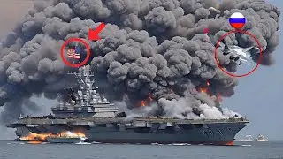 Today! A US aircraft carrier carrying 1,000 advanced tanks was destroyed by a Russian Su-57.