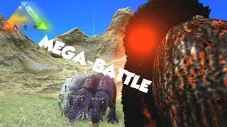 ARK Mega Battle! | ARK Warden Psycho VS 100 Giganotosaurus VS Karkinos  ( Titan Gameplay )