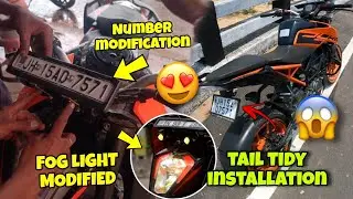 Duke 200 BS6 Front Number Plate Modified | Tail Tidy Installation || Fog Light Look 💥😍