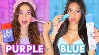 ONLY using PURPLE VS BLUE MAKEUP SKINCARE💜🩵