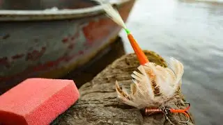 Tying a Big fly for pike from a sponge and feathers | diy fishing lure