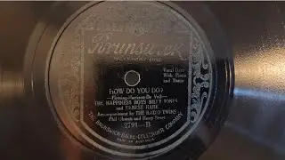 How Do You Do? The Happiness Boys. Jones & Hare. Ohman & Reser as The Radio Twins. Brunswick 78rpm 