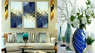 Blue wall art using cardboard | paper pot making at home | Craft Angel