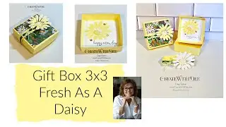 Gift Box 3x3 with Lid featuring Cheerful Daisies Bundle by Stampin' UP!