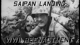 Saipan Landing: Troops in Town WW2 Reenactment on 16mm Film