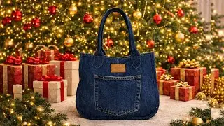 🎁 Simple Christmas Gift Bag Project ✂️ | Fast Sewing Idea