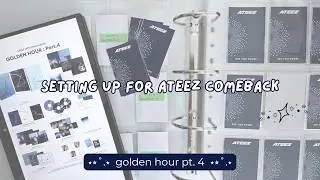 ⊹ ࣪ ˖ Ateez Golden Hour pt. 4 binder setup ⊹ ࣪ ˖ Mingi, Yunho & Hongjoong binders