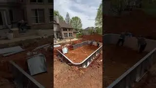 L shaped pool with splash pad loading&hellip; #construction #diy #asmr #satisfying #pools #excavator #work
