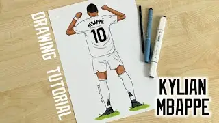 How to draw Kylian Mbappe number 10 jersey at Real Madrid / How to draw soccer player step by step