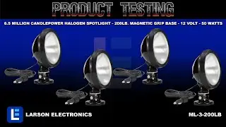 6.5 Million Candlepower Halogen Spotlight - 200lb. Magnetic Grip Base - 12 Volt - 50 Watts