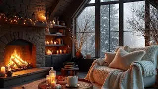 Cozy Quiet Evening Glow ❄️🔥 Warm Winter Cabin, Fireplace & Candlelight Ambience