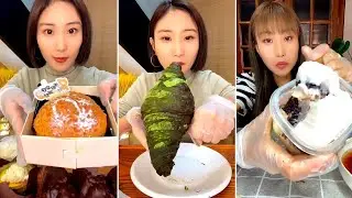 [ENG SUB] Raw Coconut Latte Bobo,Matcha Croissant,red velvet roll  디저트 먹방 デザートモクバン ของหวาน มุกบัง