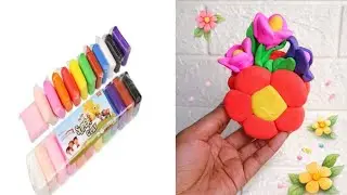 How to Make flower vase making tutorial || Easy Clay craft idea || Desk organizer making tutorial