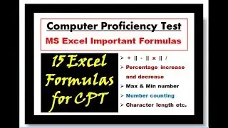 Most Important MS Excel Formula for CPT Preparation || 15 Formulas for Beginners