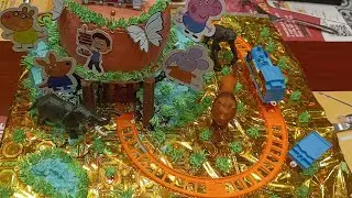 moving train cake. new trick for cake decoration. pepa pig cake for kids