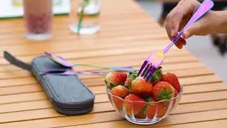 Travel Utensils with Case，Reusable Travel Cutlery Set with Case Stainless Steel