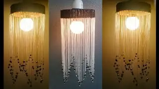 How To Make a Lantern With Yarn/ DIY Yarn craft/Thread Lighting Lamp/Fancy Night Lamp With Thread