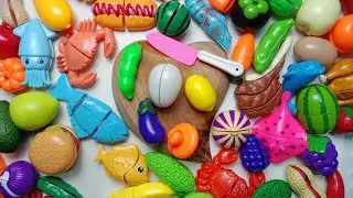 Satisfying asmr cuts plastic, Sea animals, Vegetables, There are Egg, Bean, Mold, Lemon and others