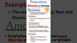 Between vs Among | Prepositions in English Grammar | Between | Among | Preposition