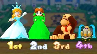 Mario Party 10 Minigames - Super Radiant Peach Vs Daisy Vs Donkey Kong Vs Bowser Jr (Master CPU)