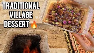 Traditional Village Dessert on Fire 🔥🍯 | Persian Dates & Walnuts