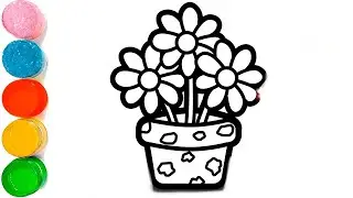 How To Draw a Flower Drawing | Beautiful Flower with Pot Drawing | Flower Drawing Easy | Flower