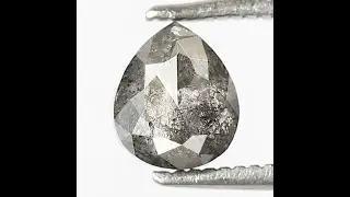 1.12 CT Pear Rose Cut Salt and Pepper Diamond, Grey Black Loose Diamond