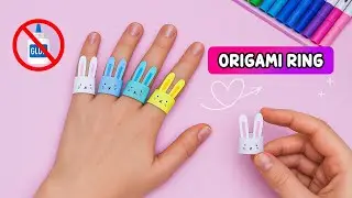 No Glue Bunny Ring DIY 🐰💖 | Easy Paper Craft Tutorial ✂️📄 | Origami Ring Idea 🎀