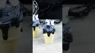 Corpse Bride Cake Cones 🦋🖤 #cake #corpsebride #shorts